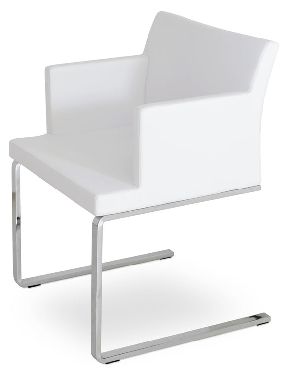 Soho Concept Soho Flat Armchair Dining Chair With Polished Base – Stylish, Durable Leatherette Seating For Modern Spaces White  Soho-concept-dining-chair-05878