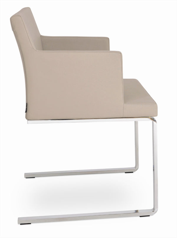 Soho Concept Soho Flat Armchair Dining Chair With Polished Base – Stylish, Durable Leatherette Seating For Modern Spaces Bone  Soho-concept-dining-chair-05880