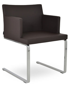 Soho Concept Soho Flat Armchair Dining Chair – Stylish Chrome Base, 5-year Guarantee, Supports 350 Lbs Comfortably Brown  Soho-concept-dining-chair-05881