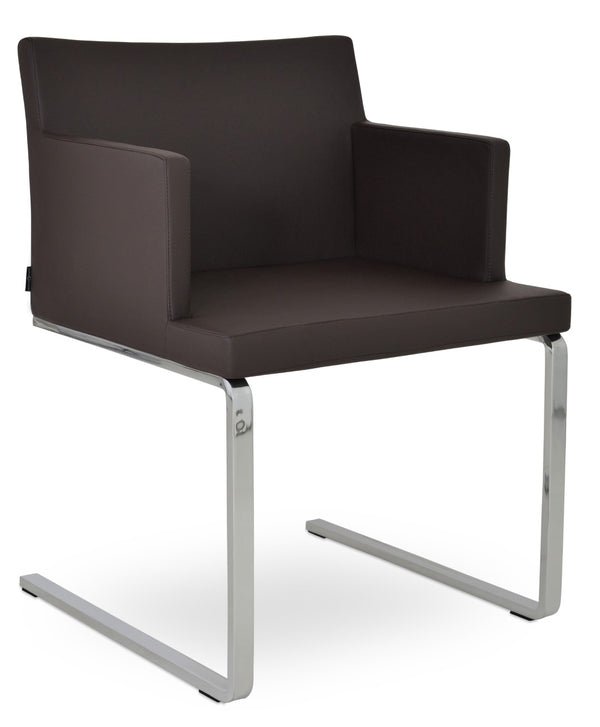 Soho Concept Soho Flat Armchair Dining Chair – Stylish Chrome Base, 5-year Guarantee, Supports 350 Lbs Comfortably Brown  Soho-concept-dining-chair-05881