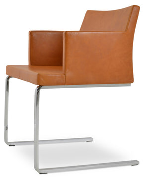 Soho Concept Soho Flat Armchair Dining Chair With Polished Base – Stylish, Durable Leatherette Seating For Modern Spaces Amber  Soho-concept-dining-chair-05868