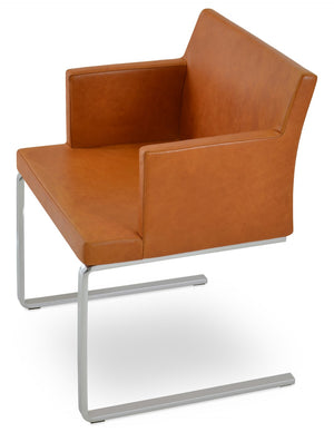 Soho Concept Soho Flat Armchair Dining Chair With Polished Base – Stylish, Durable Leatherette Seating For Modern Spaces Amber  Soho-concept-dining-chair-05867