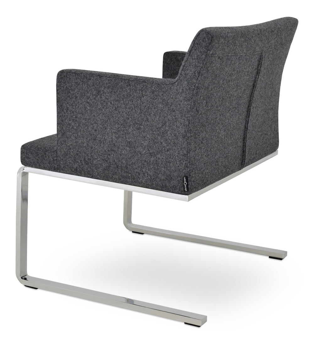 Soho Concept Soho Flat Lounge Armchair - Stylish Ergonomic Design, Chrome Base, 5-year Guarantee, Dark Grey Wool Dark Grey  Soho-concept-dining-chair-05884