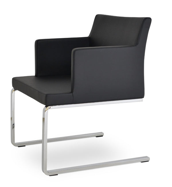 Soho Concept Soho Flat Lounge Armchair - Stylish Leatherette Seating For Modern Interiors, Supports 300 Lbs Black  Soho-concept-dining-chair-05885