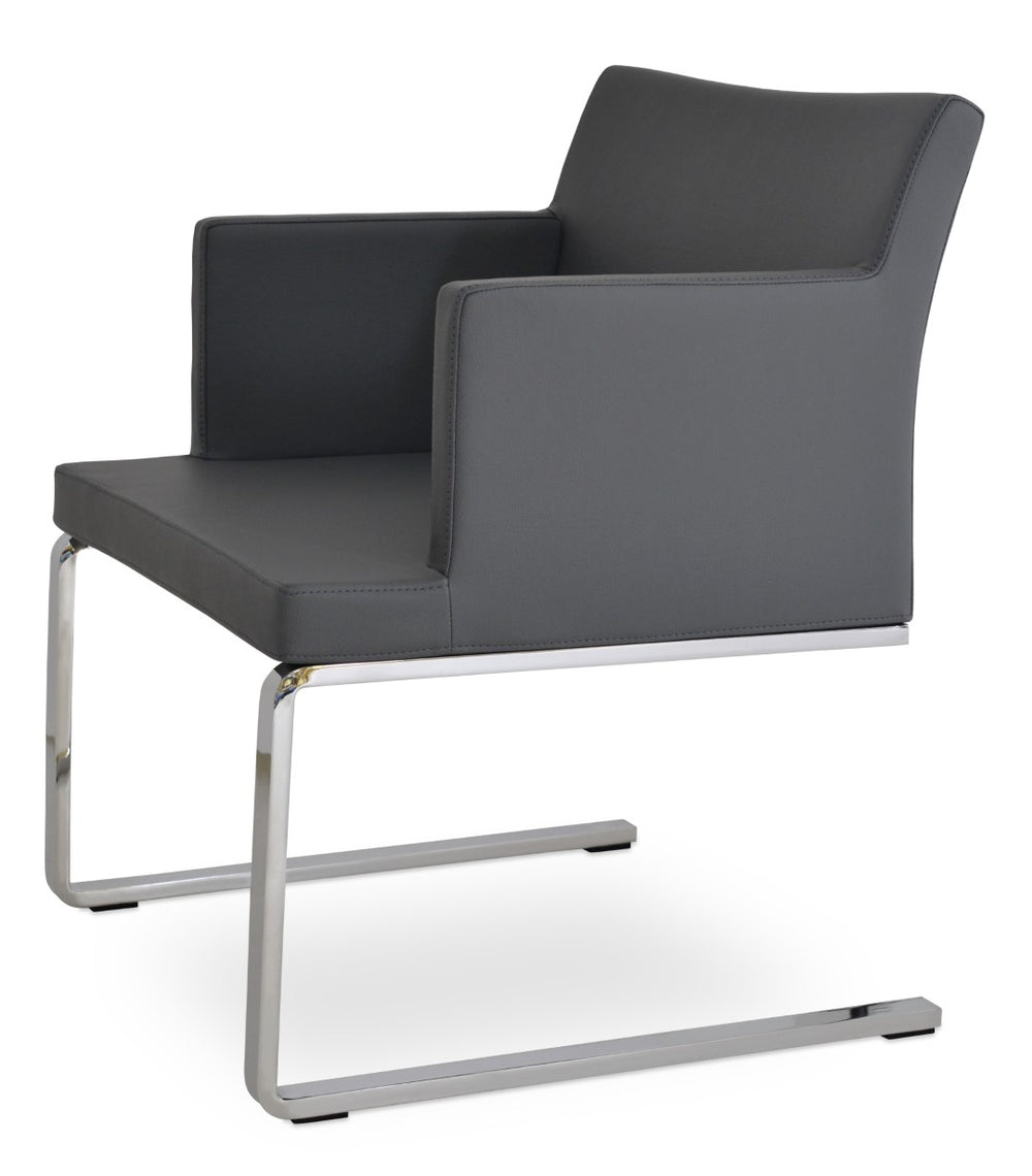 Soho Concept Soho Flat Lounge Armchair - Stylish Leatherette Seating For Modern Interiors, Supports 300 Lbs Grey  Soho-concept-dining-chair-05886