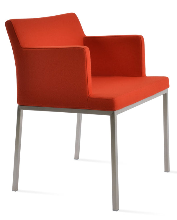 Soho Concept Soho Metal Armchair Dining Chair – Durable Camira Blazer Wool Fabric, 10-year Guarantee, Stylish Design Orange  Soho-concept-dining-chair-05889