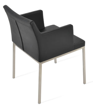 Soho Concept Soho Metal Armchair Dining Chair In Soft Leatherette - Stylish, Durable, And Comfortable Seating Black  Soho-concept-dining-chair-05887