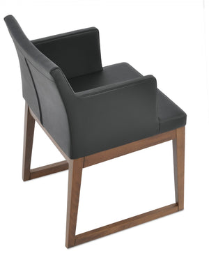 Soho Concept Soho Sled Wood Armchair - Stylish Leatherette Dining Chair With Beech Base, Durable Comfort & Elegance Black  Soho-concept-dining-chair-05899
