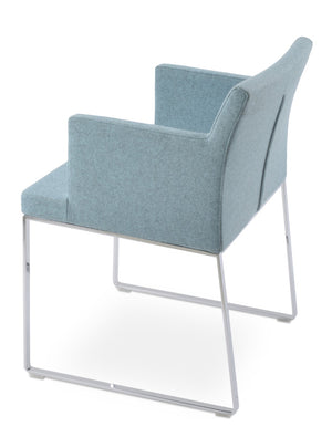Soho Concept Soho Slide Armchair Dining Chair - Modern Metal Base, Luxurious Camira Fabric, 10-year Guarantee! Blue  Soho-concept-dining-chair-05901