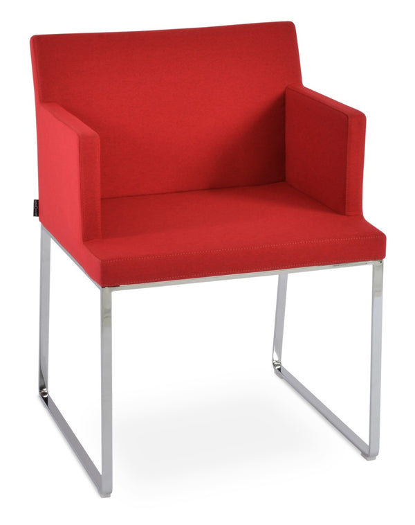 Soho Concept Soho Slide Armchair Dining Chair - Stylish Upholstered Comfort In Boucle, Velvet & Nubuck Fabrics Red  Soho-concept-dining-chair-05900