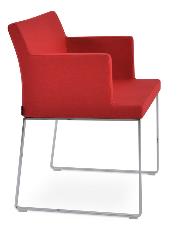 Soho Concept Soho Slide Armchair Dining Chair - Stylish Upholstered Comfort In Boucle, Velvet & Nubuck Fabrics Red  Soho-concept-dining-chair-05900