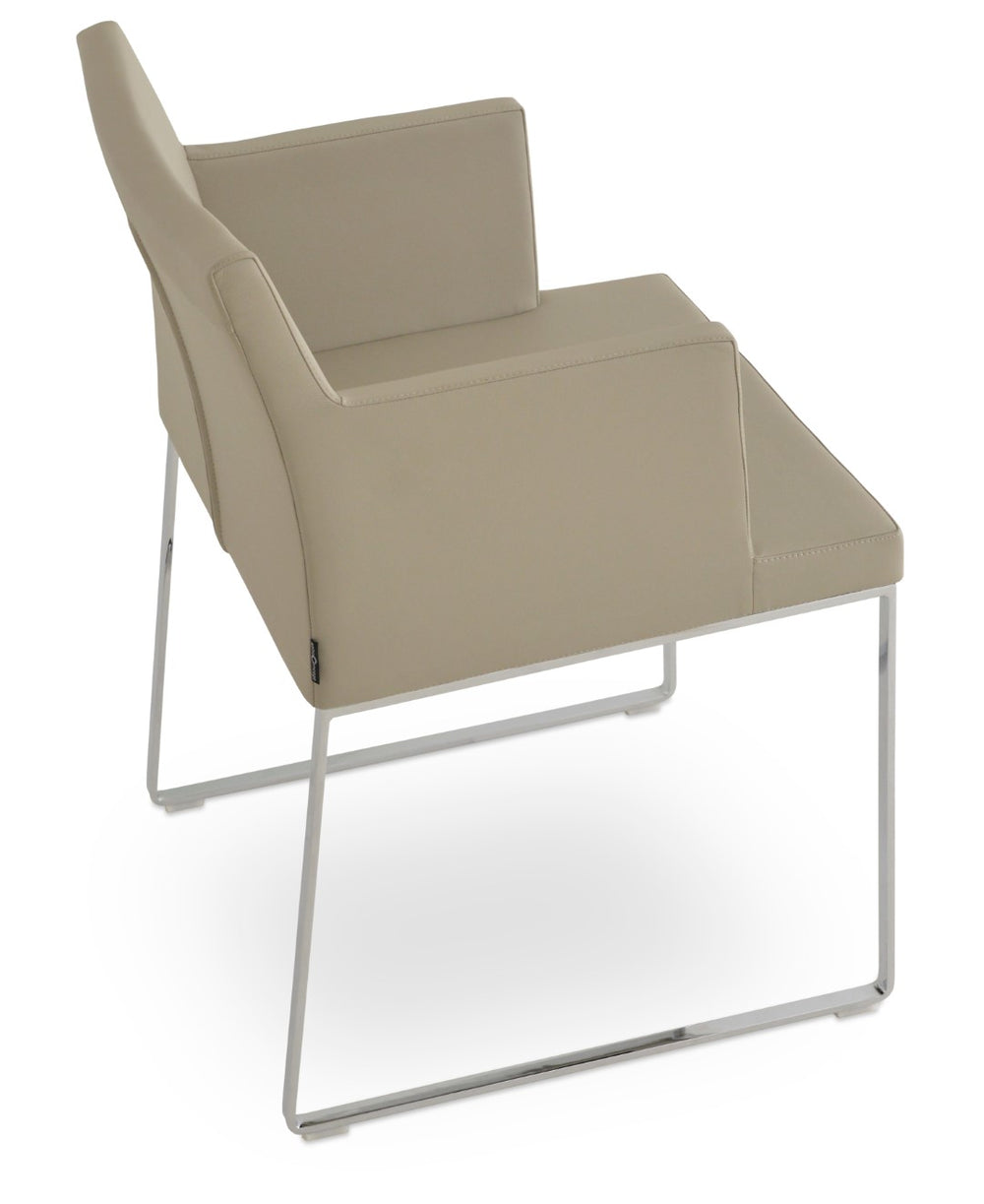 Soho Concept Soho Slide Armchair Dining Chair - Stylish Upholstered Comfort In Boucle, Velvet & Nubuck Fabrics Chrome  Soho-concept-dining-chair-05904