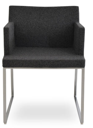 Soho Concept Soho Slide Armchair Dining Chair - Premium Camira Blazer Wool, Chrome Finish, 10-year Guarantee! Chrome,Dark Grey  Soho-concept-dining-chair-05908
