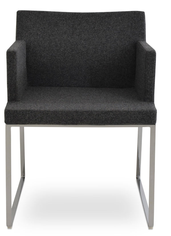 Soho Concept Soho Slide Armchair Dining Chair - Premium Camira Blazer Wool, Chrome Finish, 10-year Guarantee! Chrome,Dark Grey  Soho-concept-dining-chair-05908