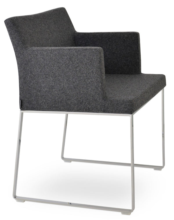 Soho Concept Soho Slide Armchair Dining Chair - Premium Camira Blazer Wool, Chrome Finish, 10-year Guarantee! Chrome,Dark Grey  Soho-concept-dining-chair-05908