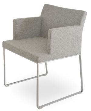 Soho Concept Soho Slide Armchair Dining Chair - Premium Camira Blazer Wool, Chrome Finish, 10-year Guarantee! Chrome,Silver  Soho-concept-dining-chair-05909