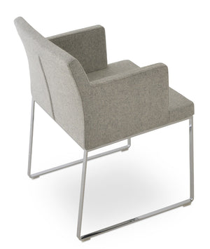 Soho Concept Soho Slide Armchair Dining Chair - Premium Camira Blazer Wool, Chrome Finish, 10-year Guarantee! Chrome,Silver  Soho-concept-dining-chair-05909