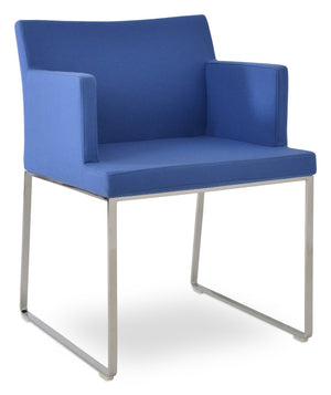 Soho Concept Soho Slide Armchair Dining Chair - Premium Camira Blazer Wool, Chrome Finish, 10-year Guarantee! Chrome  Soho-concept-dining-chair-05910