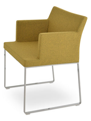 Soho Concept Soho Slide Armchair Dining Chair - Premium Camira Blazer Wool, Chrome Finish, 10-year Guarantee! Chrome  Soho-concept-dining-chair-05905