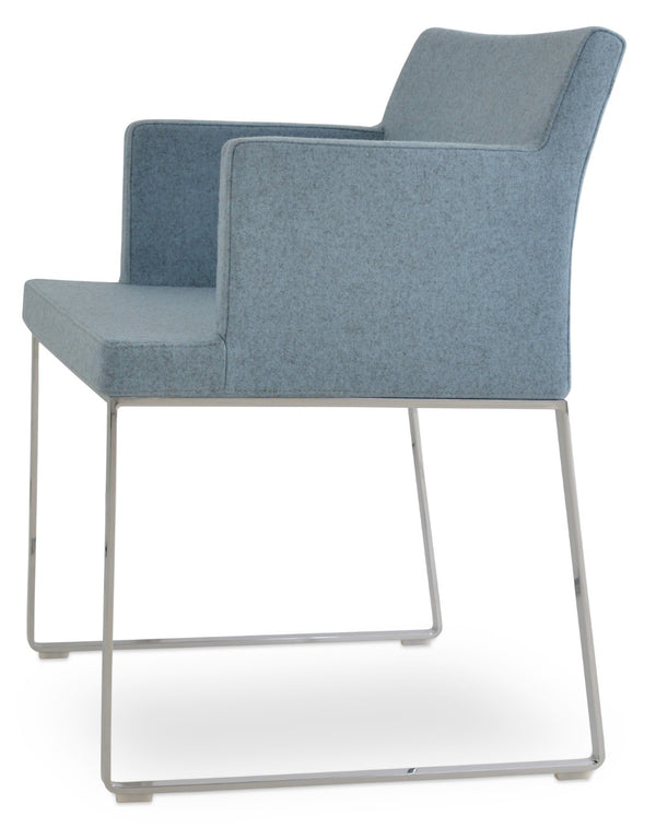 Soho Concept Soho Slide Armchair Dining Chair - Premium Camira Blazer Wool, Chrome Finish, 10-year Guarantee! Chrome,Blue  Soho-concept-dining-chair-05906