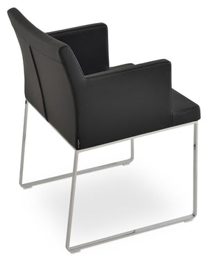 Soho Concept Soho Slide Armchair Dining Chair - Stylish Leatherette With Soft Chrome Finish For Modern Interiors Chrome,Black  Soho-concept-dining-chair-05912