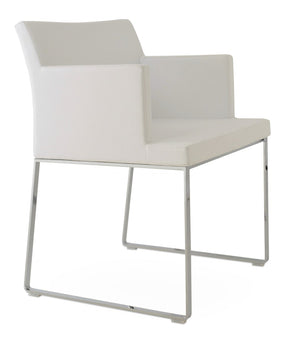 Soho Concept Soho Slide Armchair Dining Chair - Stylish Leatherette With Soft Chrome Finish For Modern Interiors Chrome,White  Soho-concept-dining-chair-05913