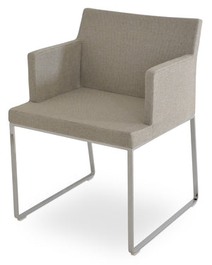 Soho Concept Soho Slide Armchair Dining Chair - Stylish Upholstered Comfort In Boucle, Velvet & Nubuck Fabrics Chrome,Grey  Soho-concept-dining-chair-05914