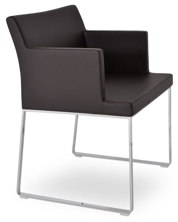 Soho Concept Soho Slide Armchair Dining Chair - Stylish Leatherette With Soft Chrome Finish For Modern Interiors Chrome,Brown  Soho-concept-dining-chair-05915