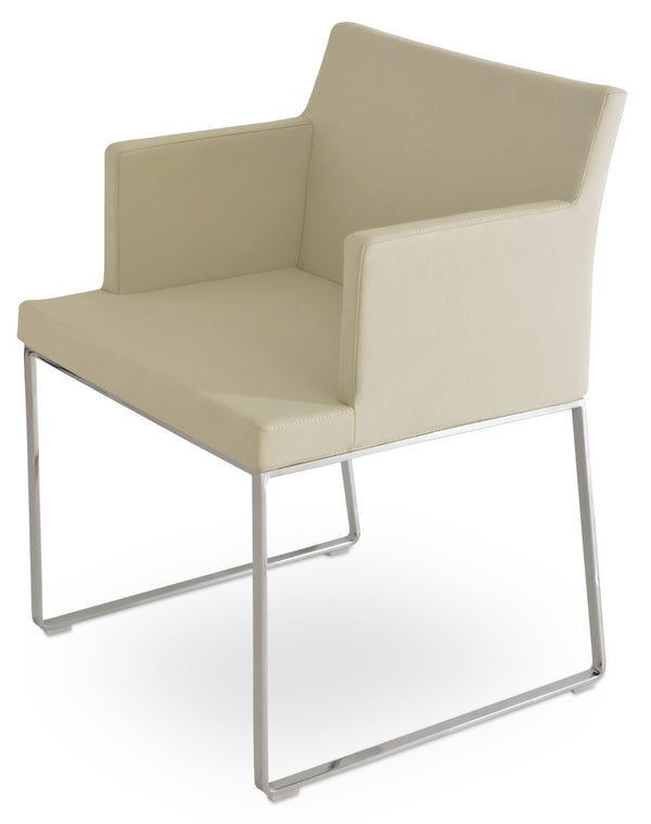 Soho Concept Soho Slide Armchair Dining Chair - Modern Chrome Base, Comfortable Upholstery, 5-year Guarantee Chrome,Cream  Soho-concept-dining-chair-05916