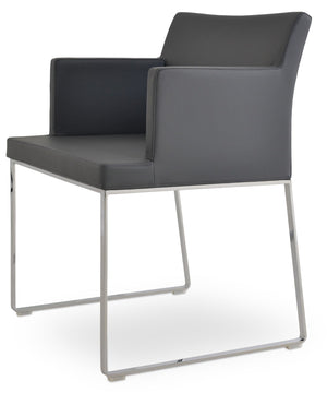 Soho Concept Soho Slide Armchair Dining Chair - Modern Chrome Base, Comfortable Upholstery, 5-year Guarantee Chrome,Grey  Soho-concept-dining-chair-05917