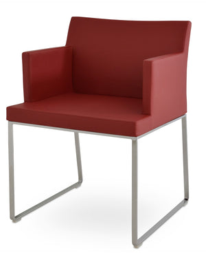 Soho Concept Soho Slide Armchair Dining Chair - Stylish Leatherette With Soft Chrome Finish For Modern Interiors Chrome,Red  Soho-concept-dining-chair-05903