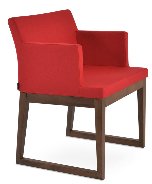 Soho Concept Soho Slide Armchair Dining Chair - Stylish Upholstered Comfort In Boucle, Velvet & Nubuck Fabrics Walnut,Red  Soho-concept-dining-chair-05919