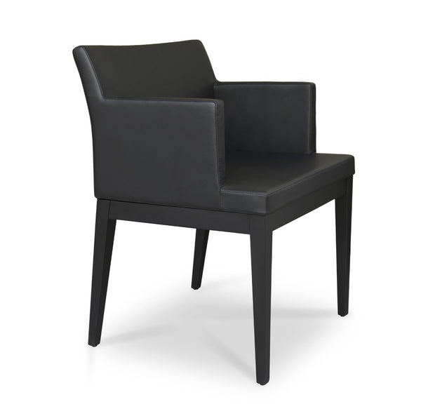 Soho Concept Soho Wood Armchair Dining Chair - Stylish Leatherette Seat, Durable Solid Wood Base, 350 Lbs Capacity Black  Soho-concept-dining-chair-05953
