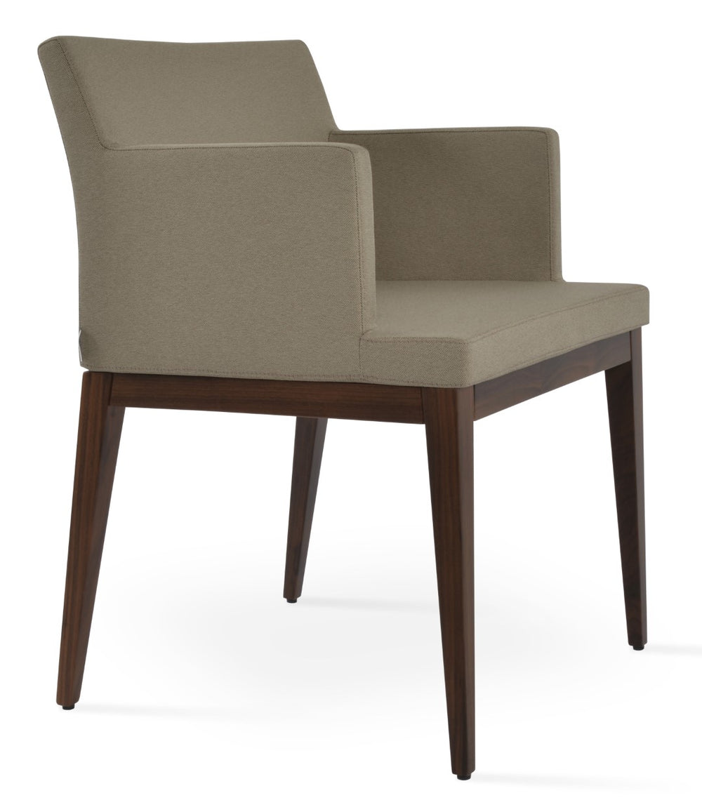 Soho Concept Soho Wood Armchair Dining Chair - Premium Fabric Options, 10-year Guarantee, Stylish Comfort & Durability Walnut,Beige  Soho-concept-dining-chair-05928