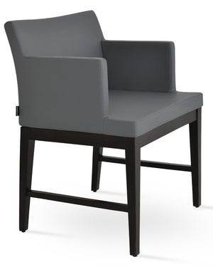 Soho Concept Soho Wood Armchair Dining Chair - Stylish Leatherette Seat, Durable Solid Wood Base, 350 Lbs Capacity Grey  Soho-concept-dining-chair-05933