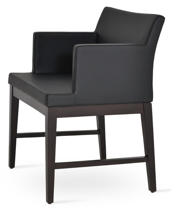 Soho Concept Soho Wood Armchair Dining Chair - Stylish Leatherette Seat, Durable Solid Wood Base, 350 Lbs Capacity Black  Soho-concept-dining-chair-05932