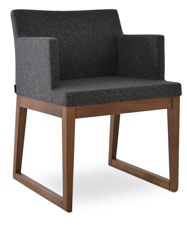 Soho Concept Soho Wood Armchair Dining Chair In Premium Camira Fabric - 10-year Guarantee & Stylish Comfort Walnut,Dark Grey  Soho-concept-dining-chair-05943