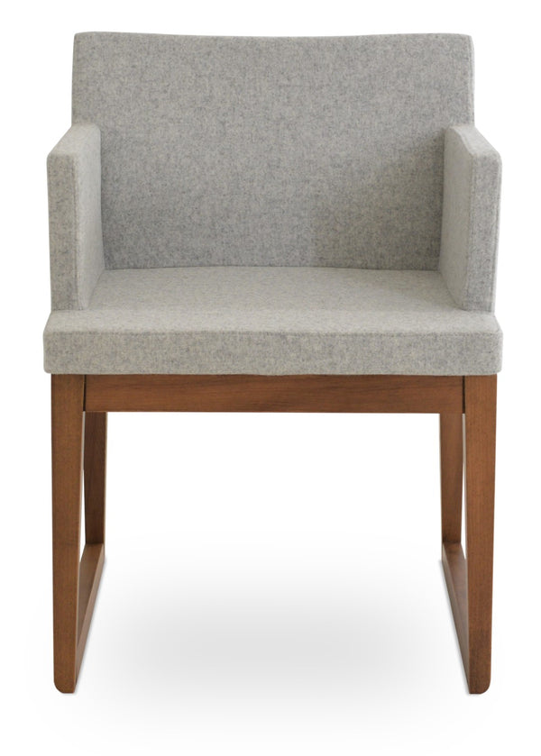 Soho Concept Soho Wood Armchair Dining Chair With Camira Blazer Wool – Durable, Stylish, 10-year Guarantee! Walnut,Silver  Soho-concept-dining-chair-05944