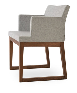 Soho Concept Soho Wood Armchair Dining Chair With Camira Blazer Wool – Durable, Stylish, 10-year Guarantee! Walnut,Silver  Soho-concept-dining-chair-05944