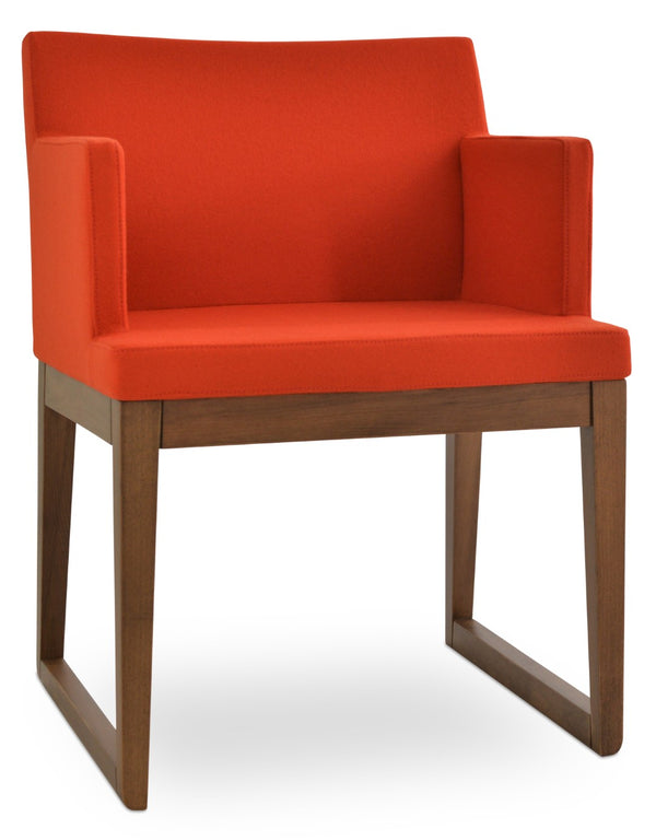 Soho Concept Soho Wood Armchair Dining Chair With Camira Blazer Wool – Durable, Stylish, 10-year Guarantee! Walnut,Orange  Soho-concept-dining-chair-05940