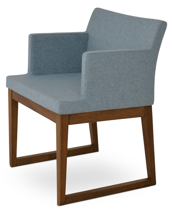 Soho Concept Soho Wood Armchair Dining Chair In Premium Camira Fabric - 10-year Guarantee & Stylish Comfort Walnut,Blue  Soho-concept-dining-chair-05941