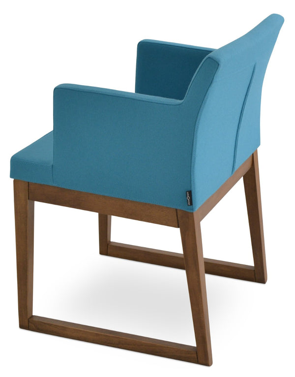 Soho Concept Soho Wood Armchair Dining Chair In Premium Camira Fabric - 10-year Guarantee & Stylish Comfort Walnut,Turquoise  Soho-concept-dining-chair-05942