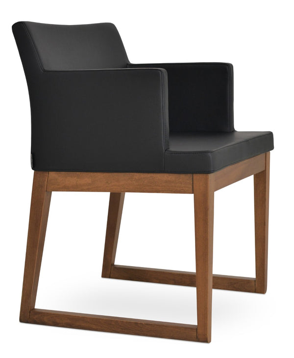 Soho Concept Soho Wood Armchair Dining Chair - Stylish Leatherette Seat, Durable Solid Wood Base, 350 Lbs Capacity Walnut,Black  Soho-concept-dining-chair-05945