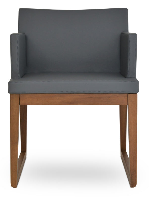 Soho Concept Soho Wood Armchair Dining Chair - Stylish Leatherette Seat, Durable Solid Wood Base, 350 Lbs Capacity Walnut,Grey  Soho-concept-dining-chair-05946