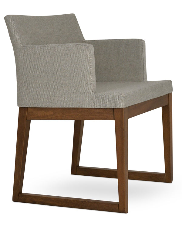 Soho Concept Soho Wood Armchair Dining Chair - Premium Fabric Options, 10-year Guarantee, Stylish Comfort & Durability Walnut,Grey  Soho-concept-dining-chair-05947