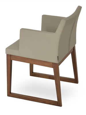 Soho Concept Soho Wood Armchair Dining Chair - Stylish Leatherette Seat, Durable Solid Wood Base, 350 Lbs Capacity Walnut  Soho-concept-dining-chair-05949