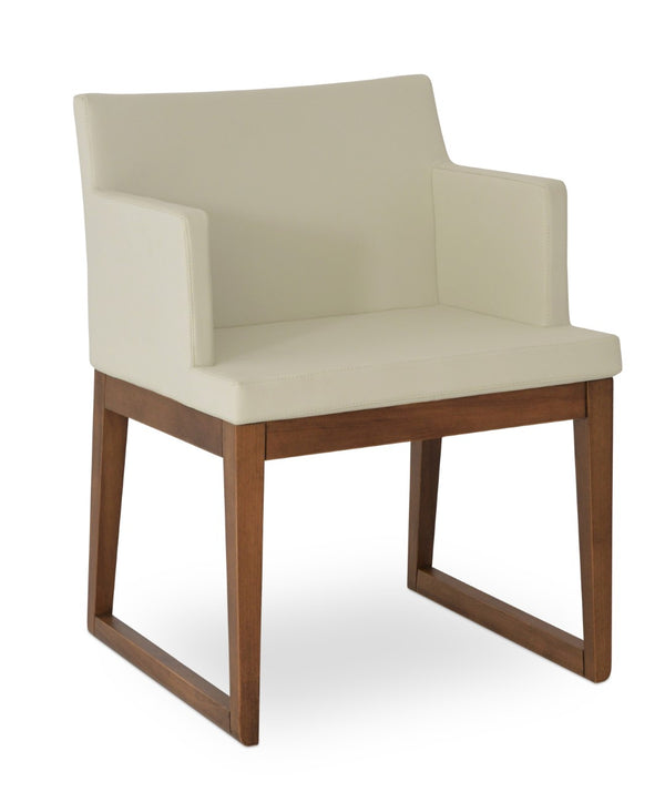 Soho Concept Soho Wood Armchair Dining Chair – Stylish Walnut & Cream Upholstery, 5-year Guarantee, 350 Lb Capacity Walnut,Cream  Soho-concept-dining-chair-05951
