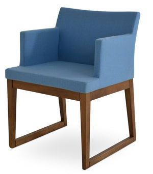 Soho Concept Soho Wood Armchair Dining Chair In Premium Camira Fabric - 10-year Guarantee & Stylish Comfort Walnut,Blue  Soho-concept-dining-chair-05936
