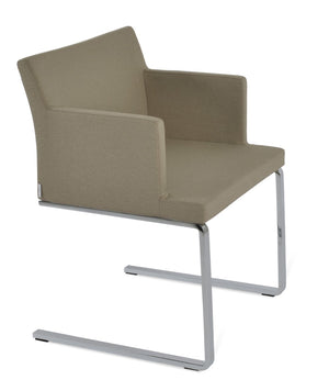 Soho Concept Soho Flat Armchair In Luxe Fabrics - Sleek Chrome Base, 350 Lbs Capacity, 10-year Warranty, Beige Beige  Soho-concept-dining-chair-05866
