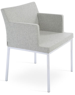 Soho Concept Soho Metal Armchair Dining Chair – Durable Camira Blazer Wool Fabric, 10-year Guarantee, Stylish Design Silver  Soho-concept-dining-chair-05888